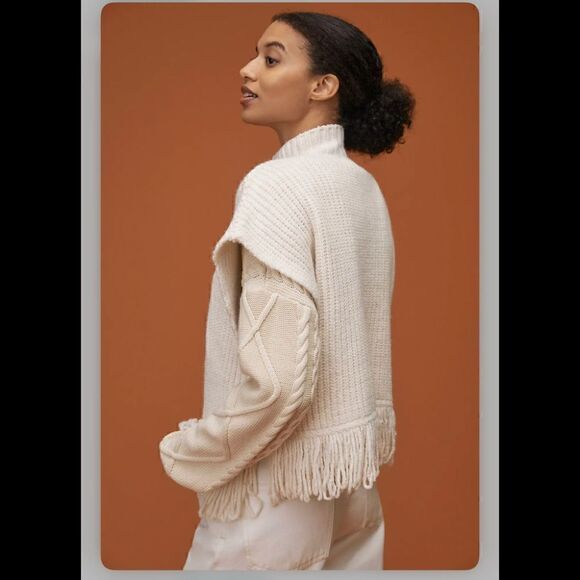 Anthropologie Fringed Mock Neck Sweater Vest Small - Picture 4 of 11